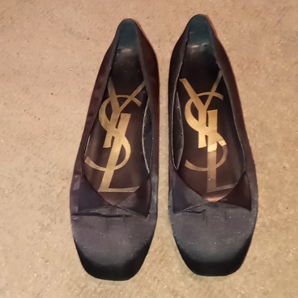 YSL Black Satin Flats - Picture 2 of 4